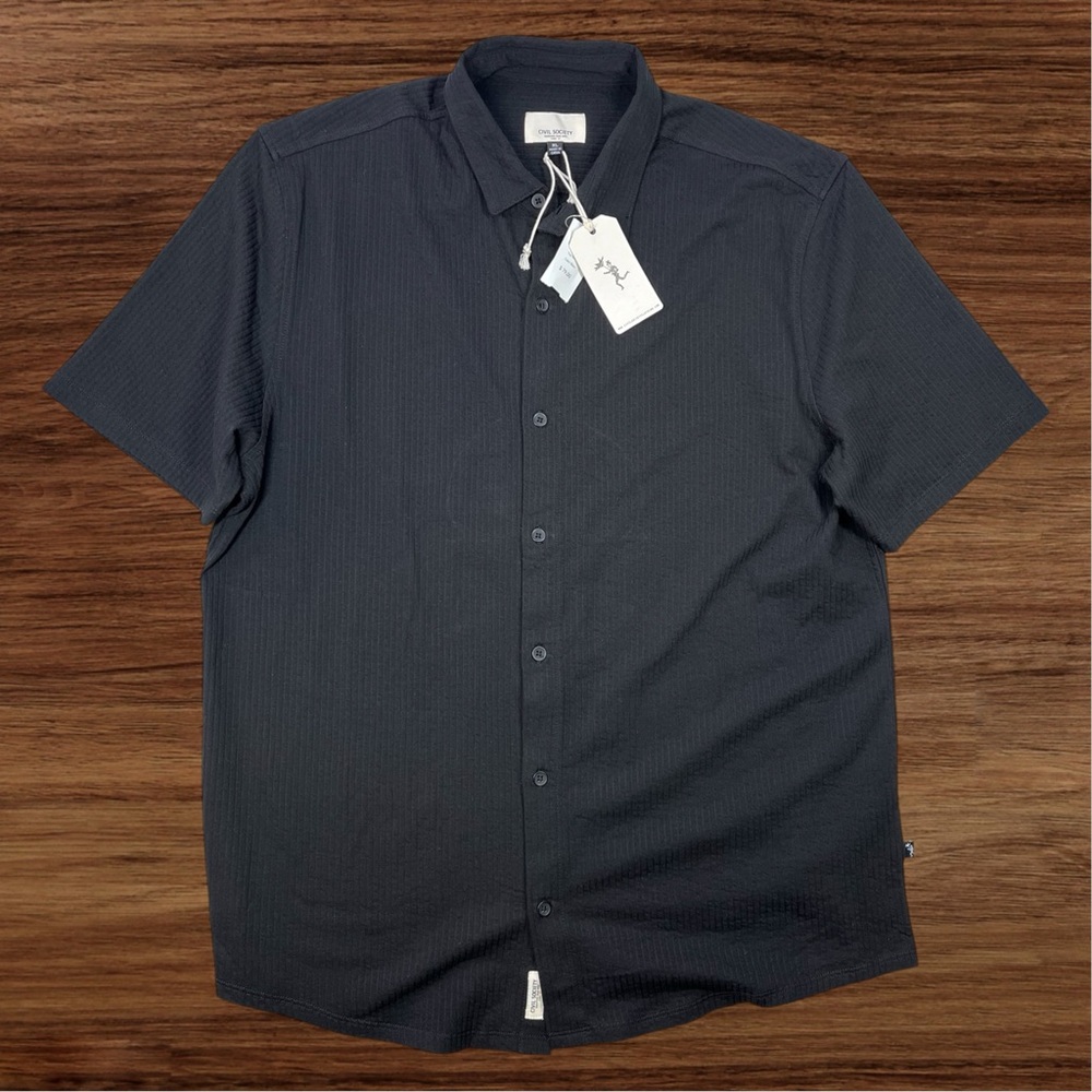 Civil Society Men’s Black Worley Casual Button Down Shirt. Short Sleeve - XL
